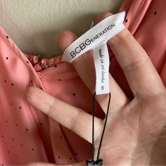 BCBGeneration Womens Pink Polka Dot Dress - New! Size 6 - Picture 3 of 9